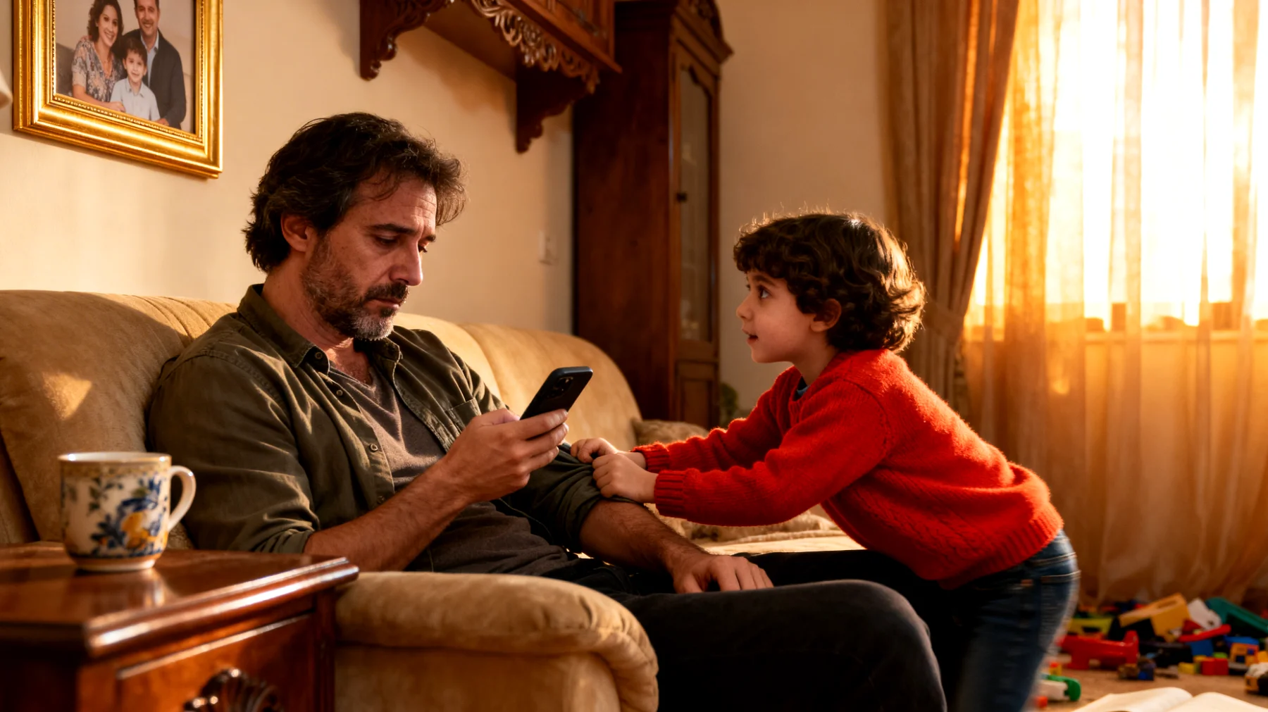 Un papà che lavora molte ore al giorno fatica a ritagliarsi momenti significativi con i suoi bambini: la sera torna a casa stanco, il weekend è spesso occupato da commissioni o impegni, e quando finalmente è presente fisicamente, la sua mente è ancora al lavoro. I bambini iniziano a cercare la sua attenzione in modi sempre più insistenti o, al contrario, smettono di cercarlo, abituandosi alla sua assenza emotiva."