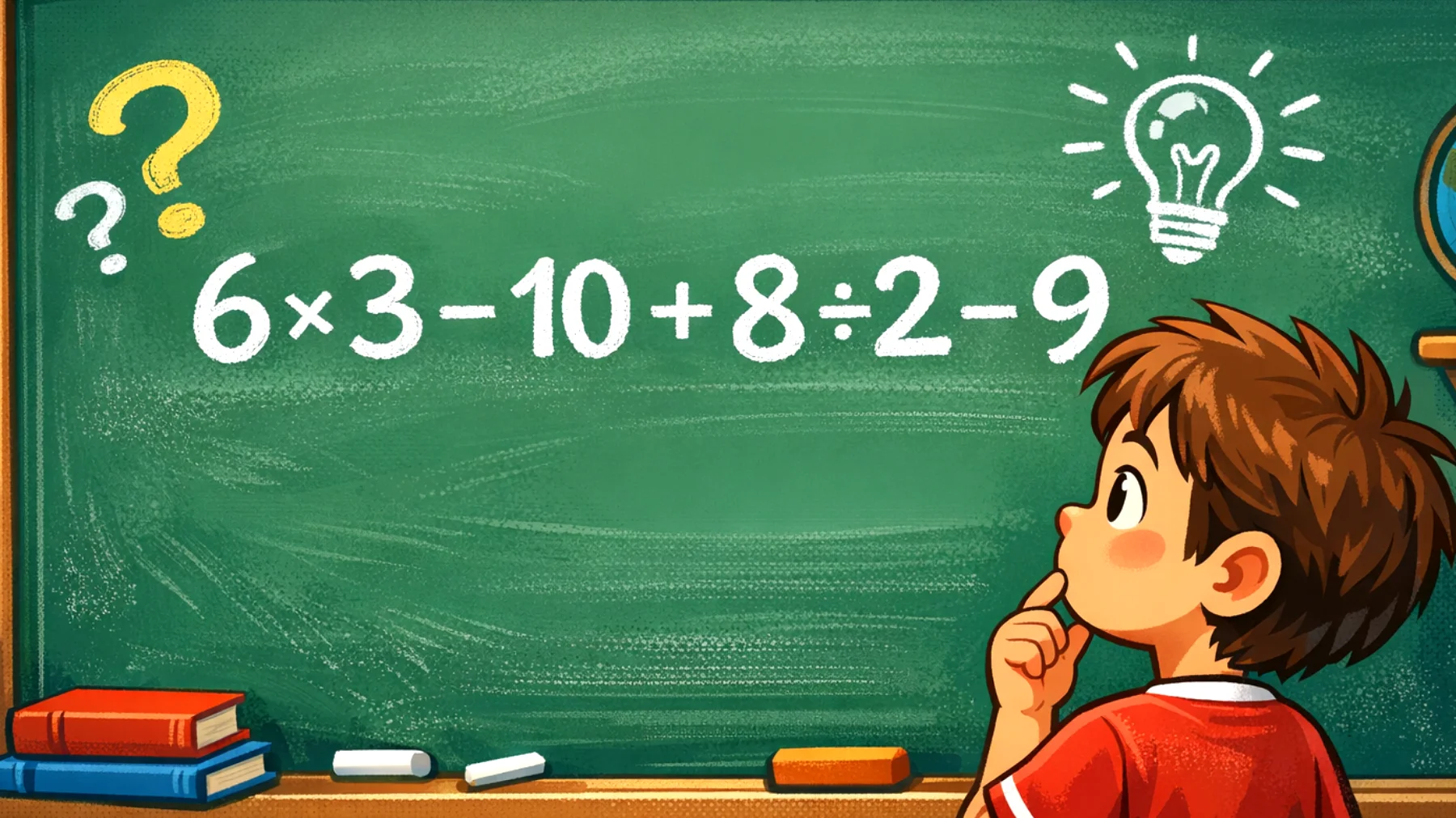 Solo il 10% delle persone risponde correttamente: quanto fa 6×3 − 10 + 8÷2 − 9? Sfida la tua mente"