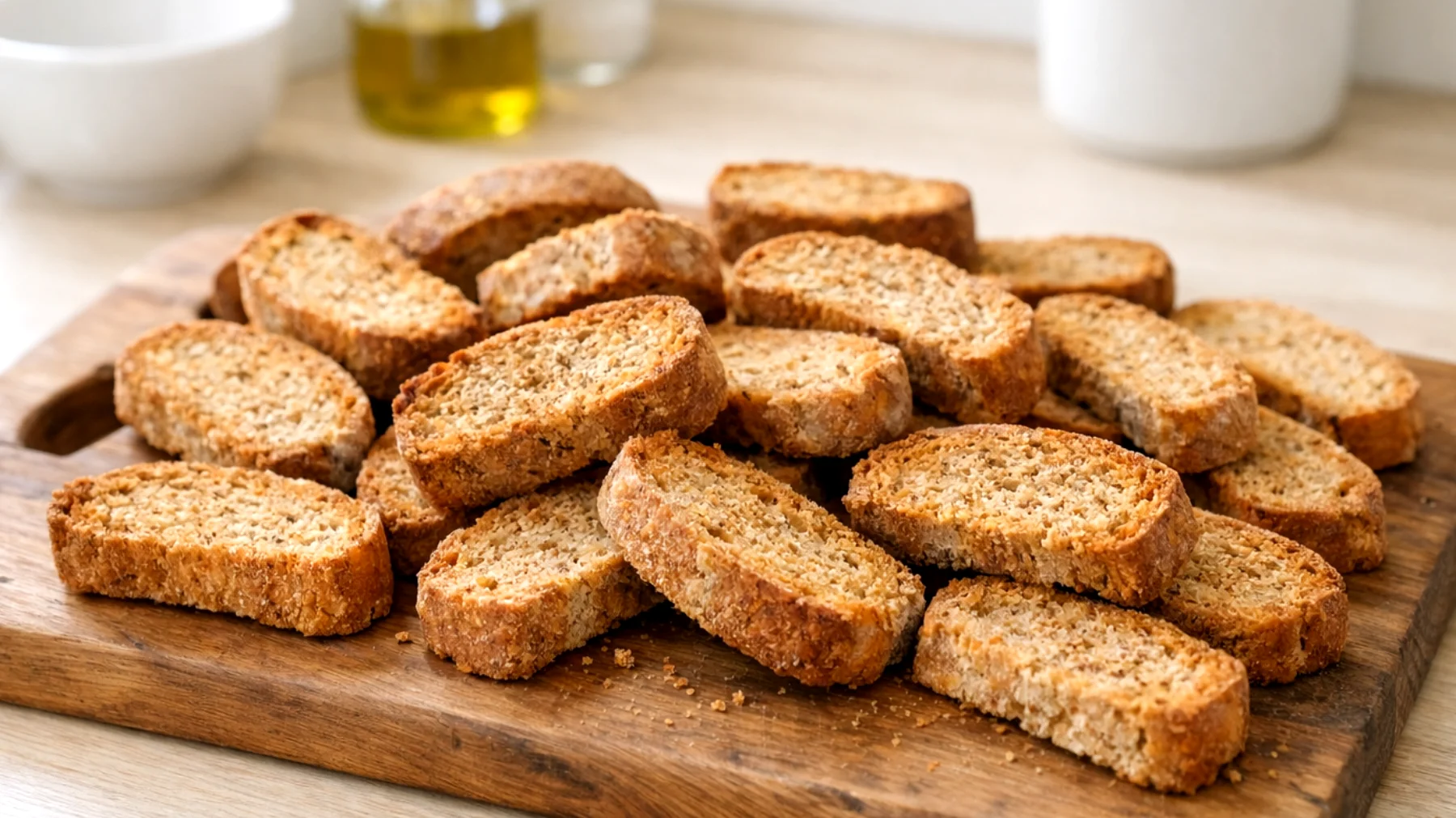 Come preparare fette biscottate in casa adatte a chi è a dieta, riducendo zuccheri e grassi rispetto a quelle industriali mantenendo croccantezza e sapore"